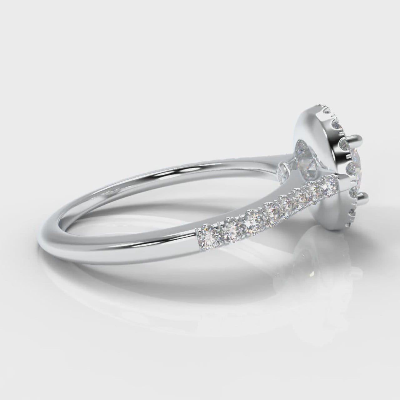 Petite Micropavé Round Brilliant Cut Diamond Halo Engagement Ring