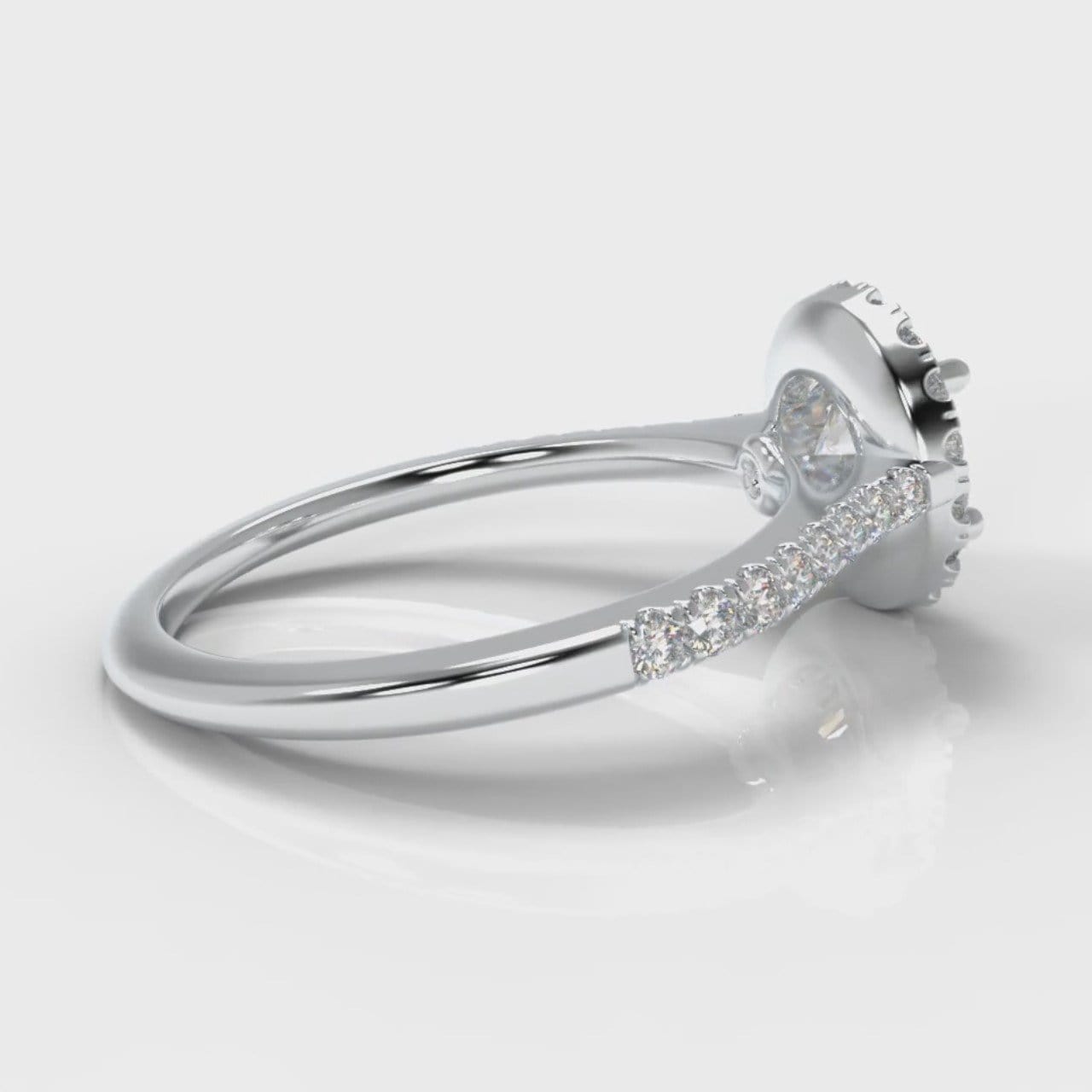 Petite Micropavé Round Brilliant Cut Diamond Halo Engagement Ring