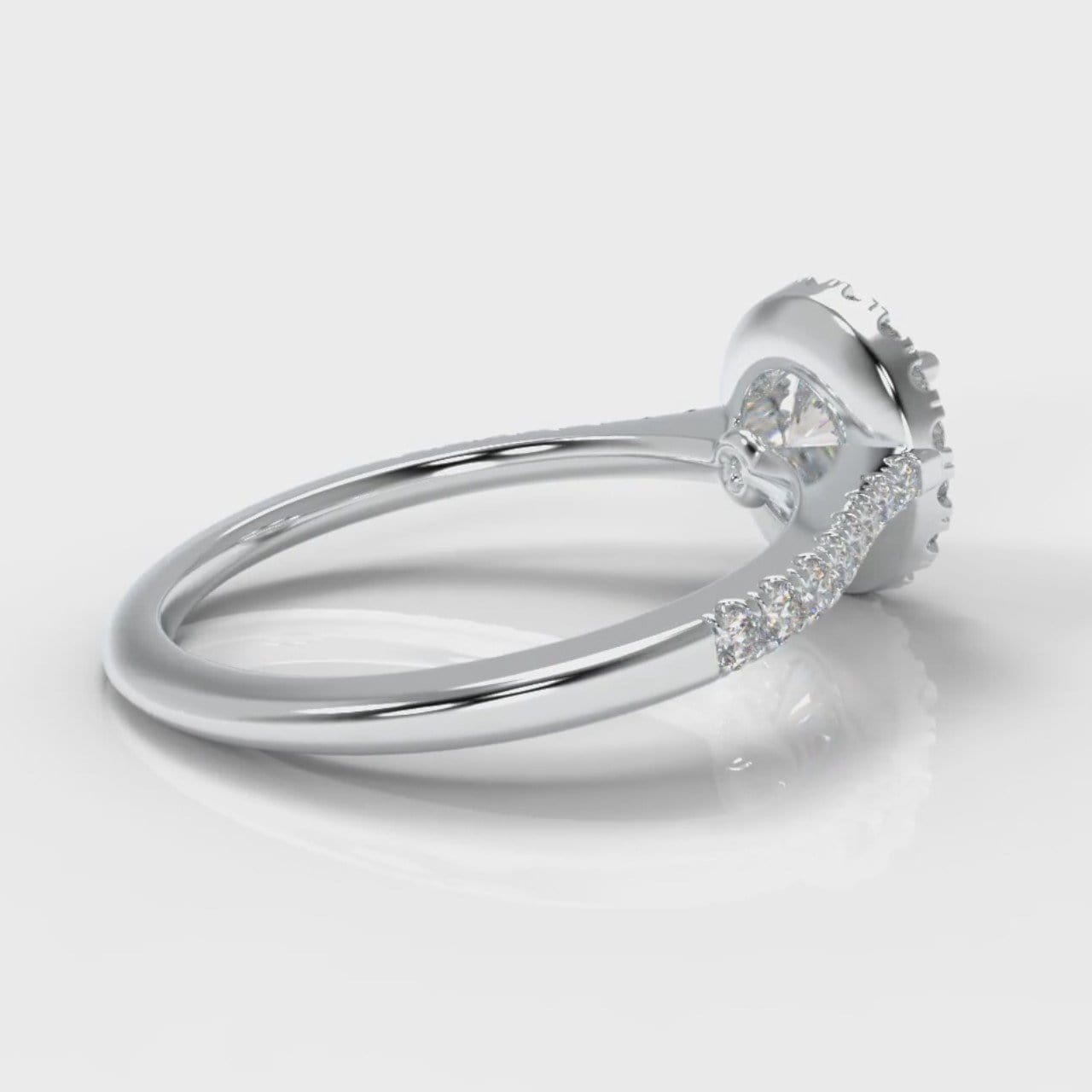 Petite Micropavé Round Brilliant Cut Diamond Halo Engagement Ring