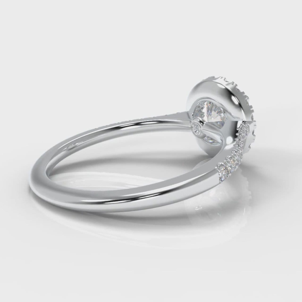 Petite Micropavé Round Brilliant Cut Diamond Halo Engagement Ring