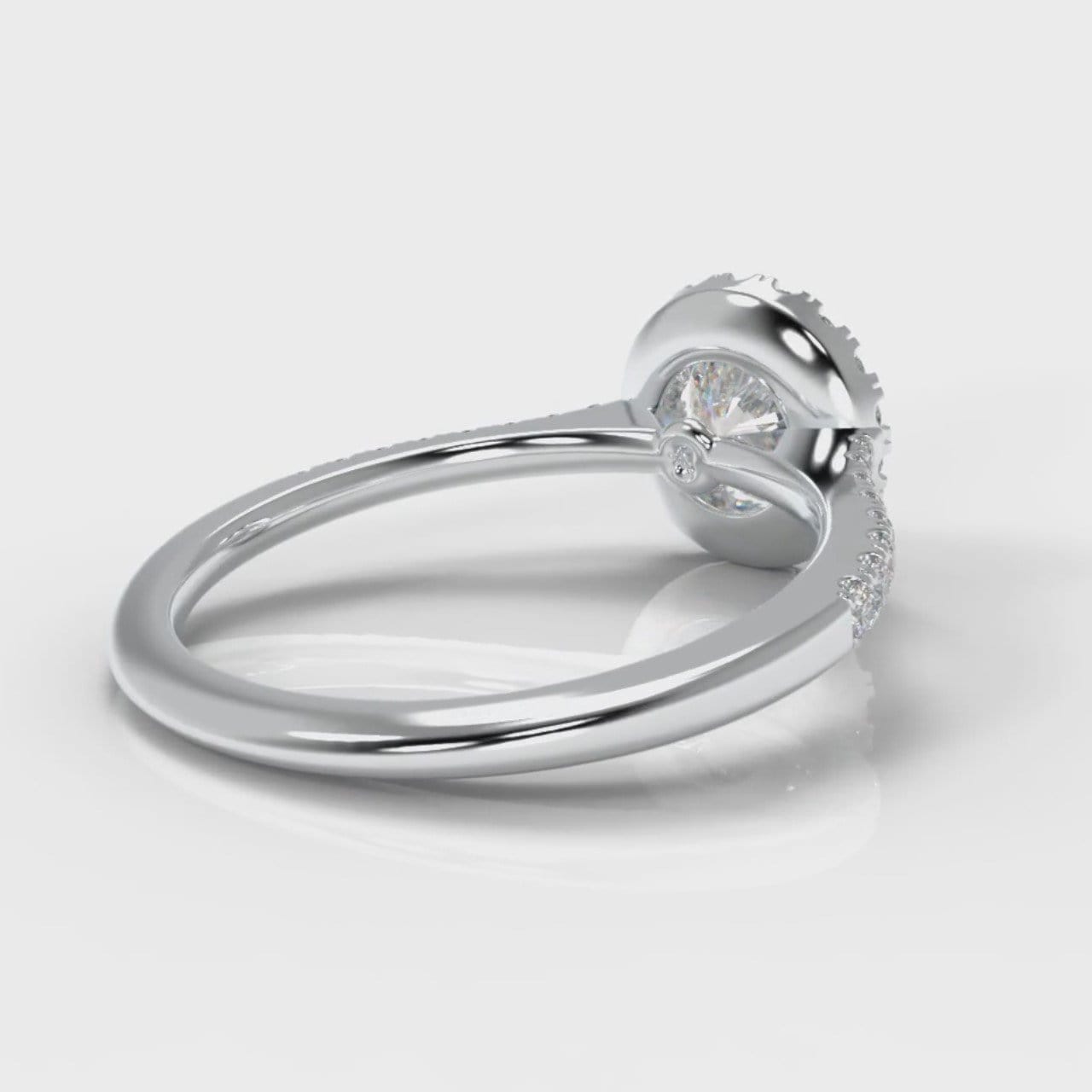 Petite Micropavé Round Brilliant Cut Diamond Halo Engagement Ring