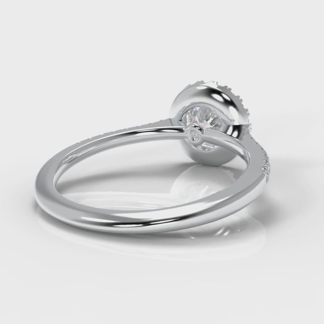 Petite Micropavé Round Brilliant Cut Diamond Halo Engagement Ring