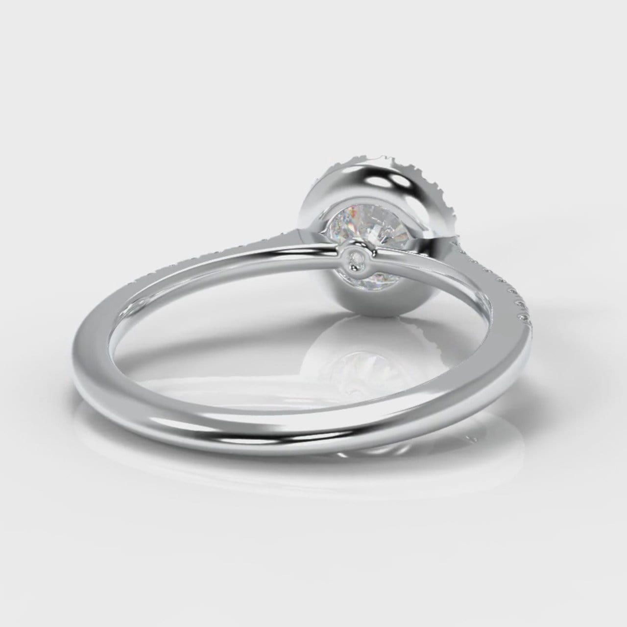 Petite Micropavé Round Brilliant Cut Diamond Halo Engagement Ring