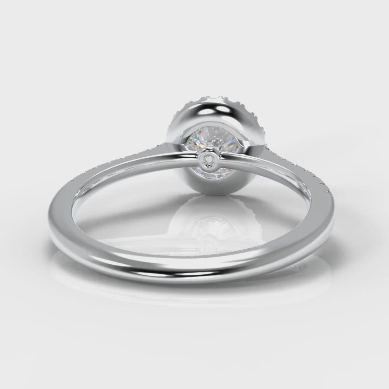 Petite Micropavé Round Brilliant Cut Diamond Halo Engagement Ring