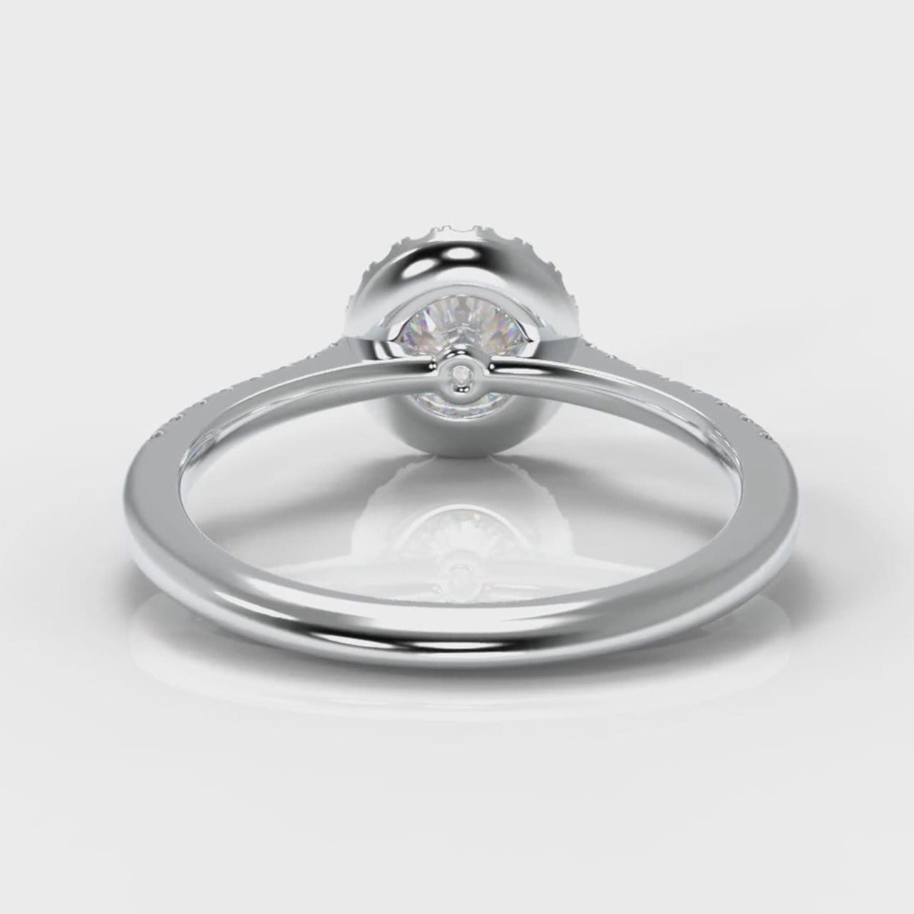 Petite Micropavé Round Brilliant Cut Diamond Halo Engagement Ring