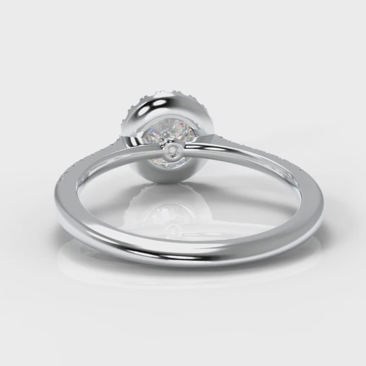 Petite Micropavé Round Brilliant Cut Diamond Halo Engagement Ring