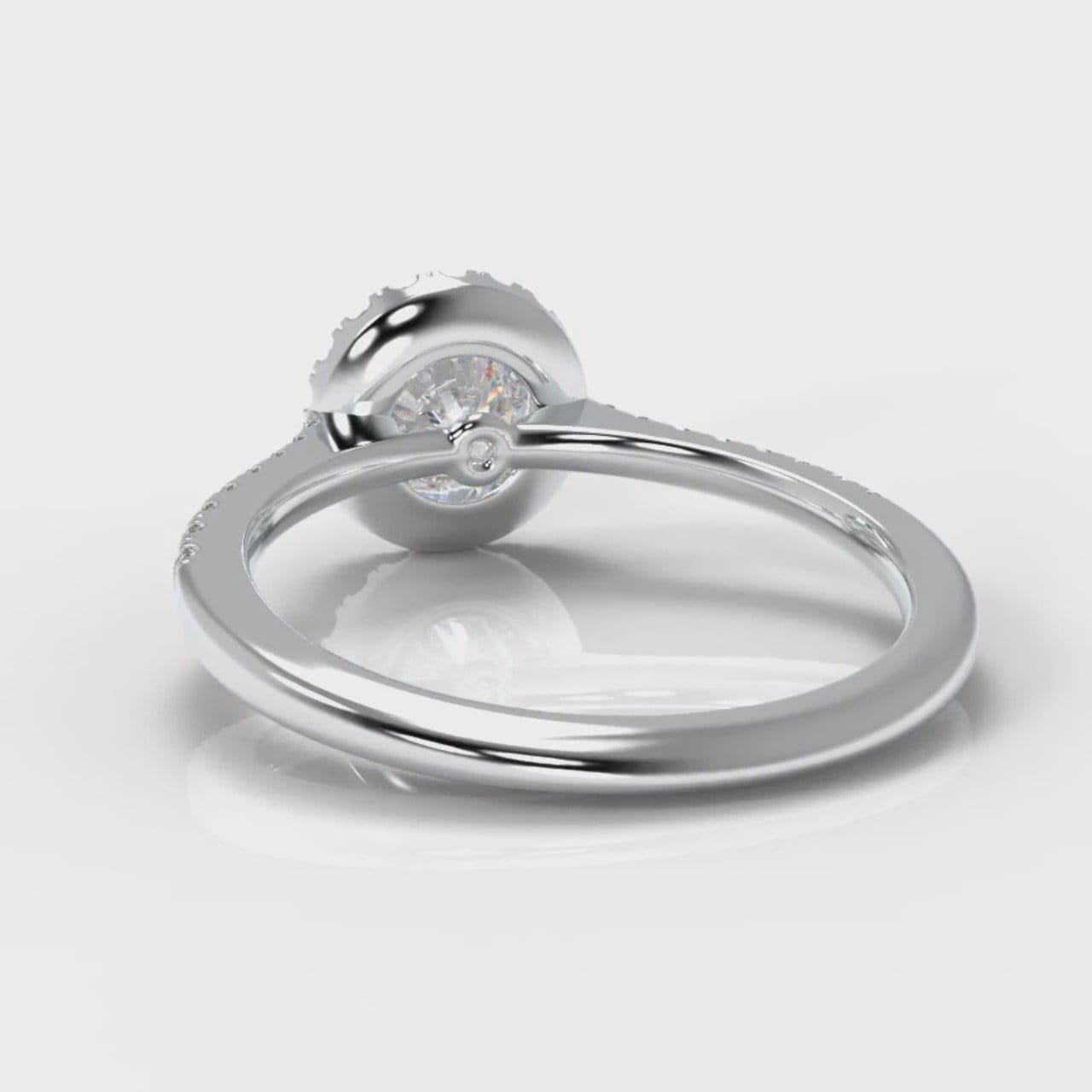 Petite Micropavé Round Brilliant Cut Diamond Halo Engagement Ring