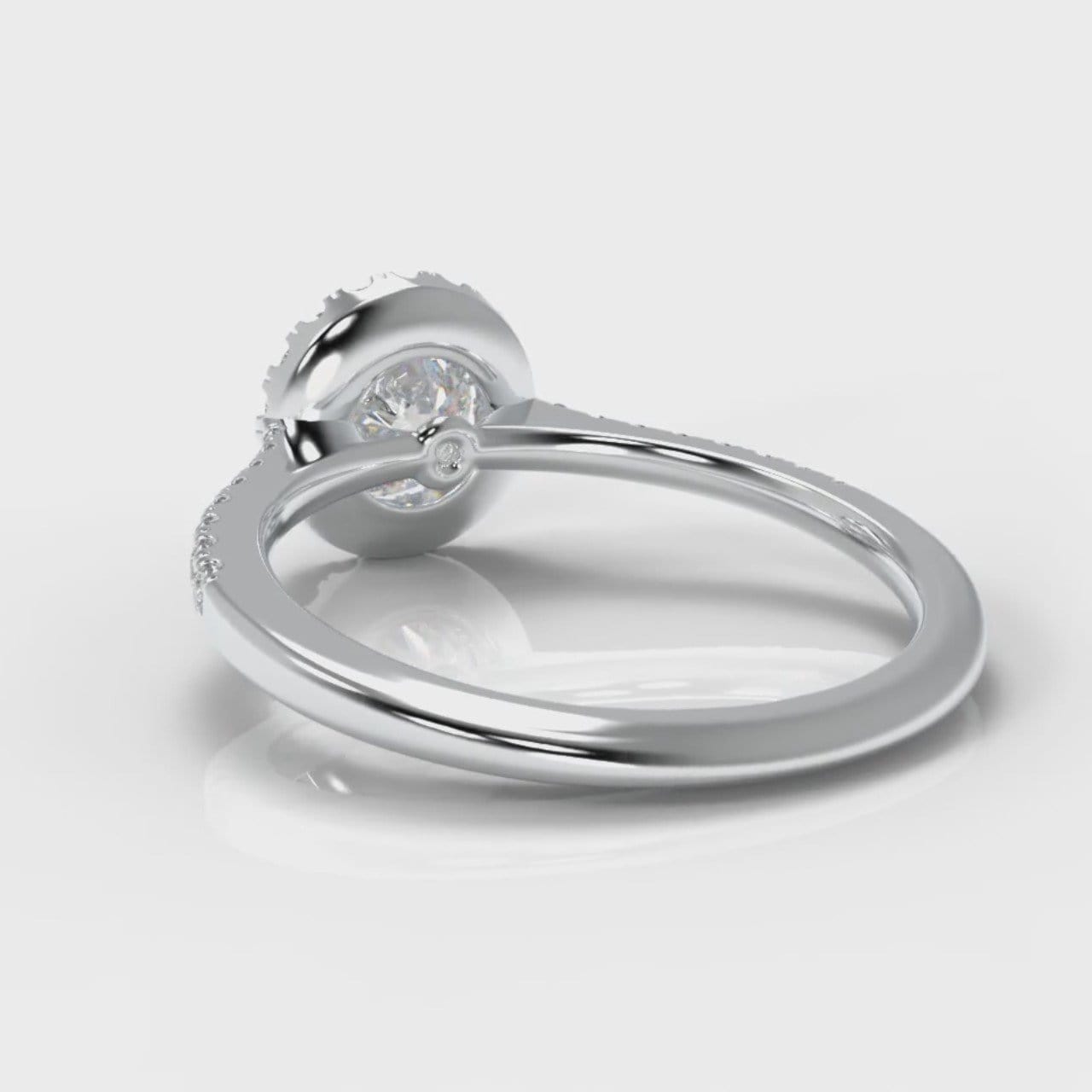 Petite Micropavé Round Brilliant Cut Diamond Halo Engagement Ring
