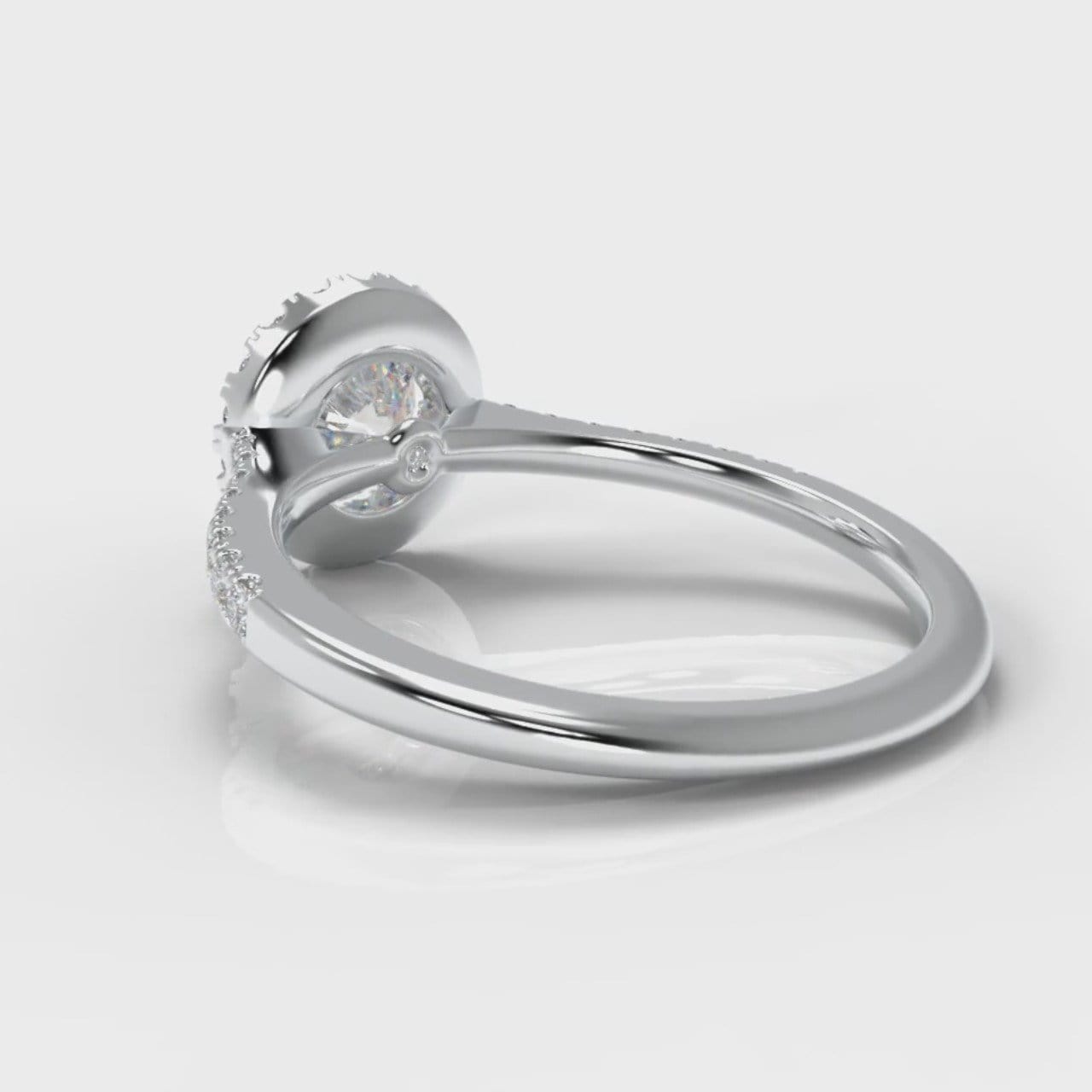 Petite Micropavé Round Brilliant Cut Diamond Halo Engagement Ring