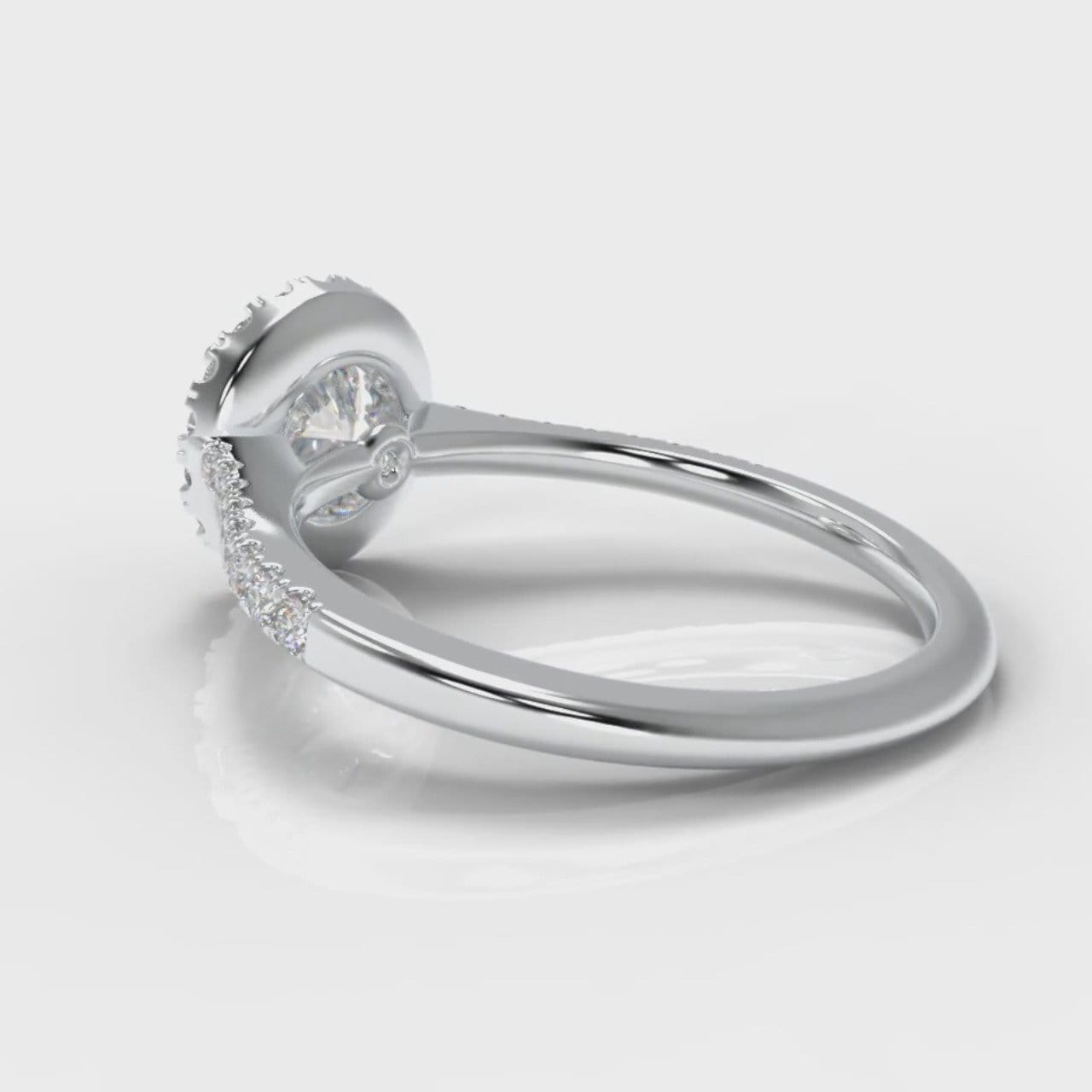 Petite Micropavé Round Brilliant Cut Diamond Halo Engagement Ring