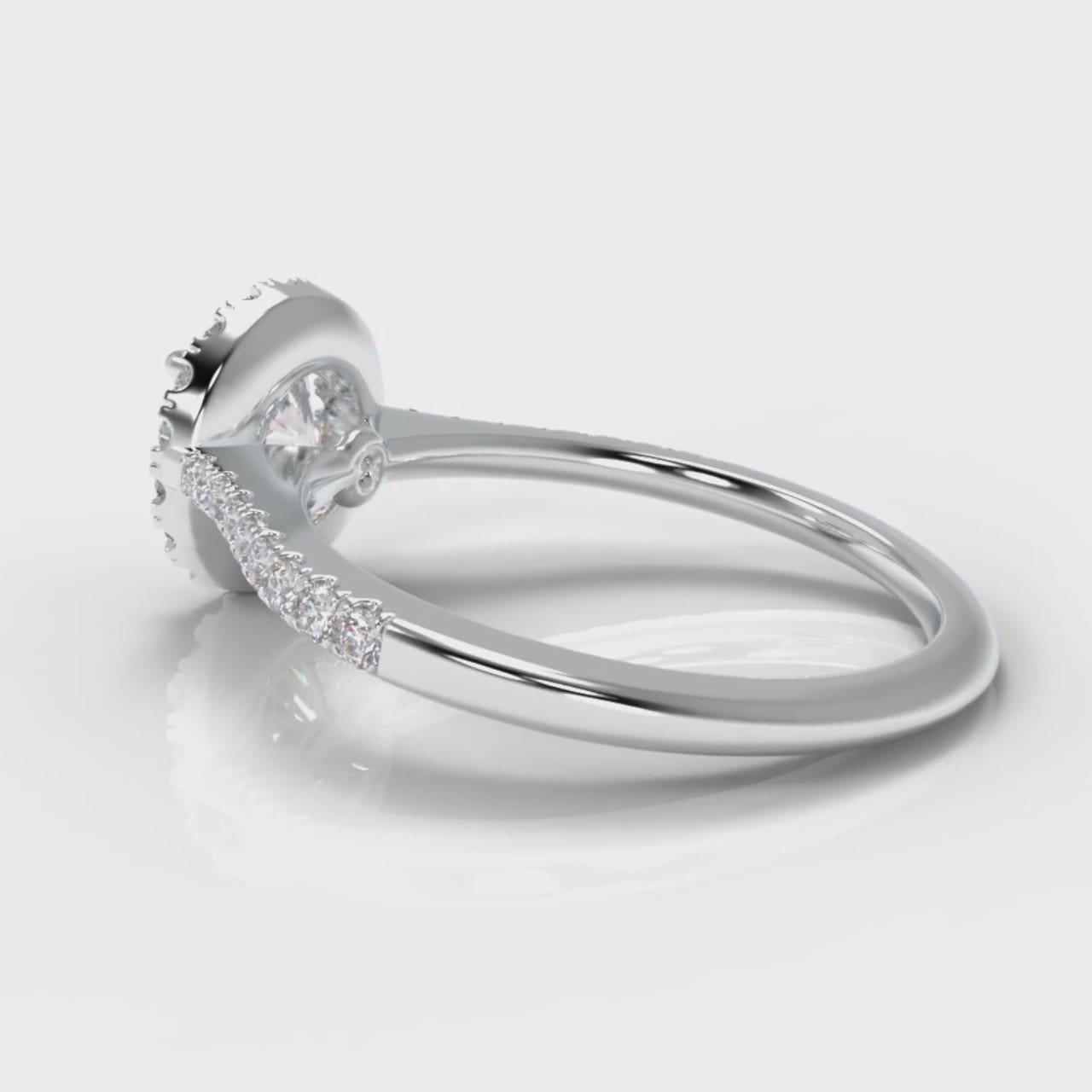 Petite Micropavé Round Brilliant Cut Diamond Halo Engagement Ring