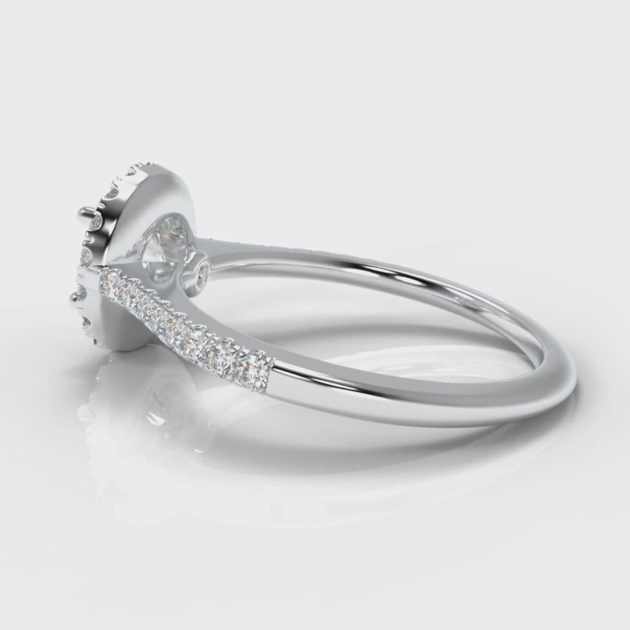 Petite Micropavé Round Brilliant Cut Diamond Halo Engagement Ring