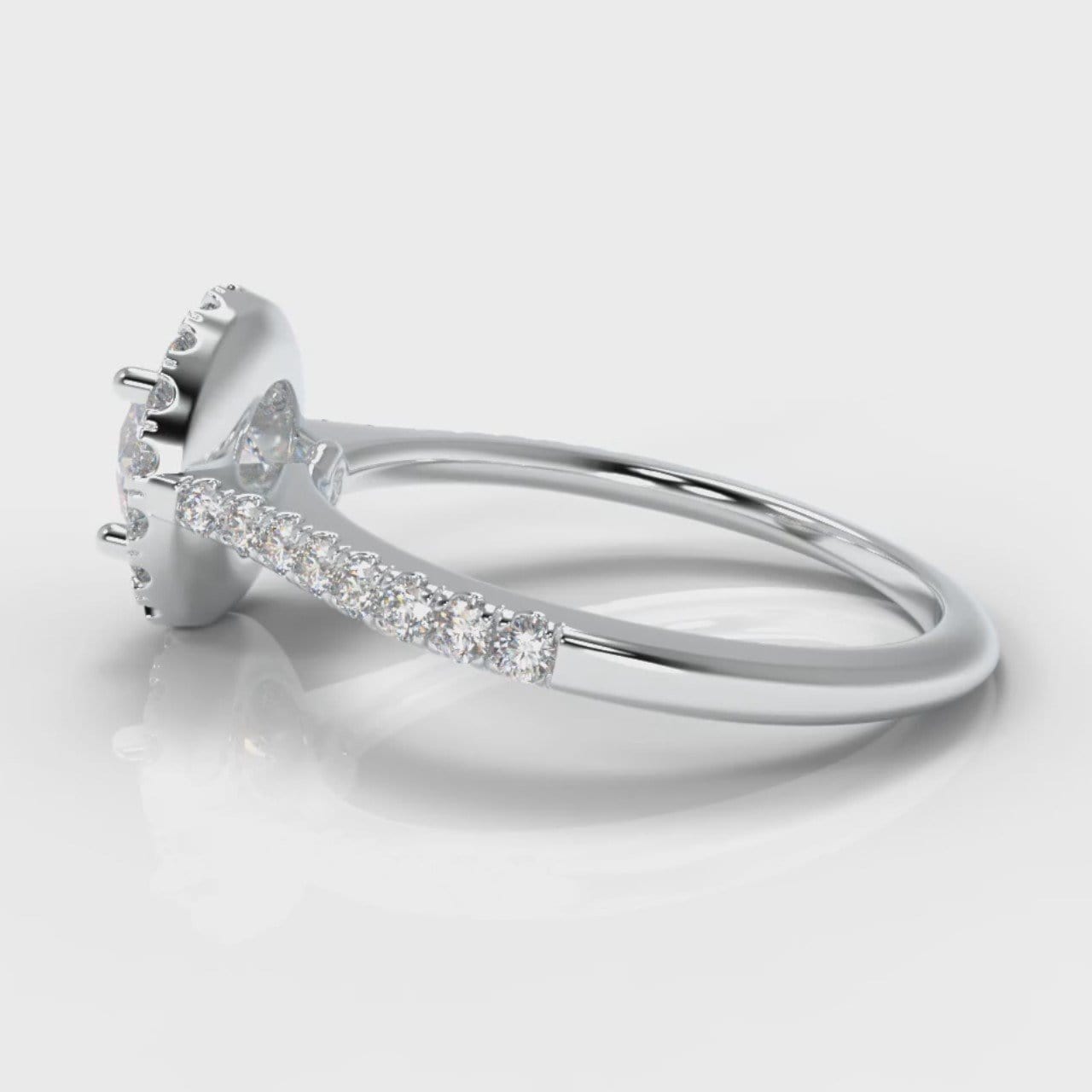 Petite Micropavé Round Brilliant Cut Diamond Halo Engagement Ring