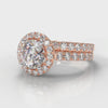 Micropavé Round Brilliant Cut Diamond Halo Bridal Set - Rose Gold