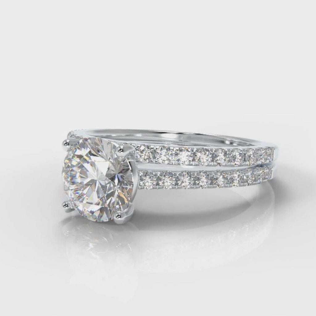 Petite Micropavé Round Brilliant Cut Diamond Bridal Set