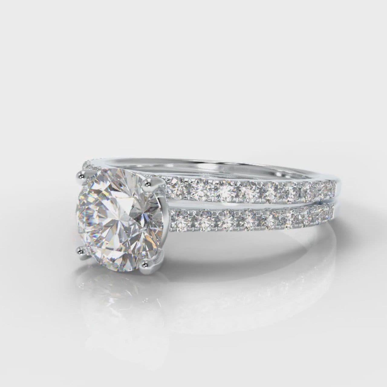 Petite Micropavé Round Brilliant Cut Diamond Bridal Set