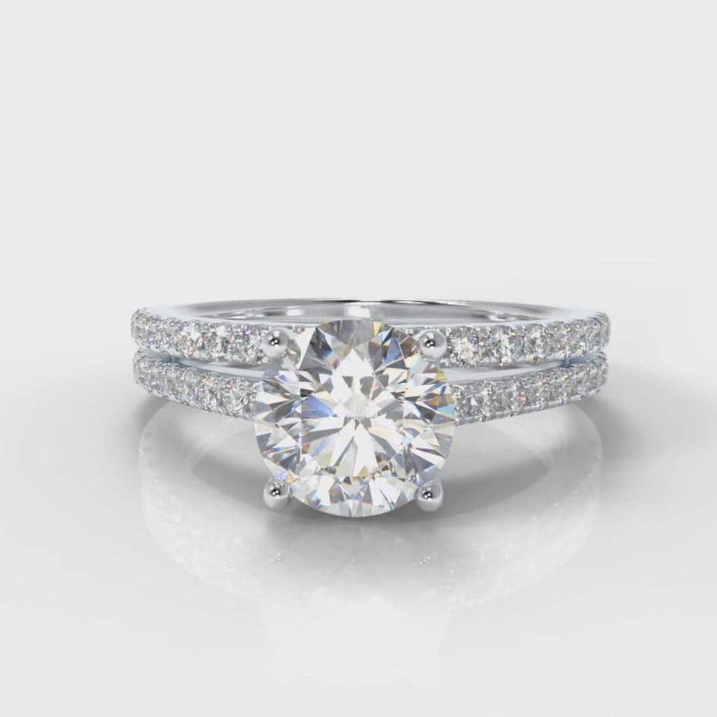 Petite Micropavé Round Brilliant Cut Diamond Bridal Set