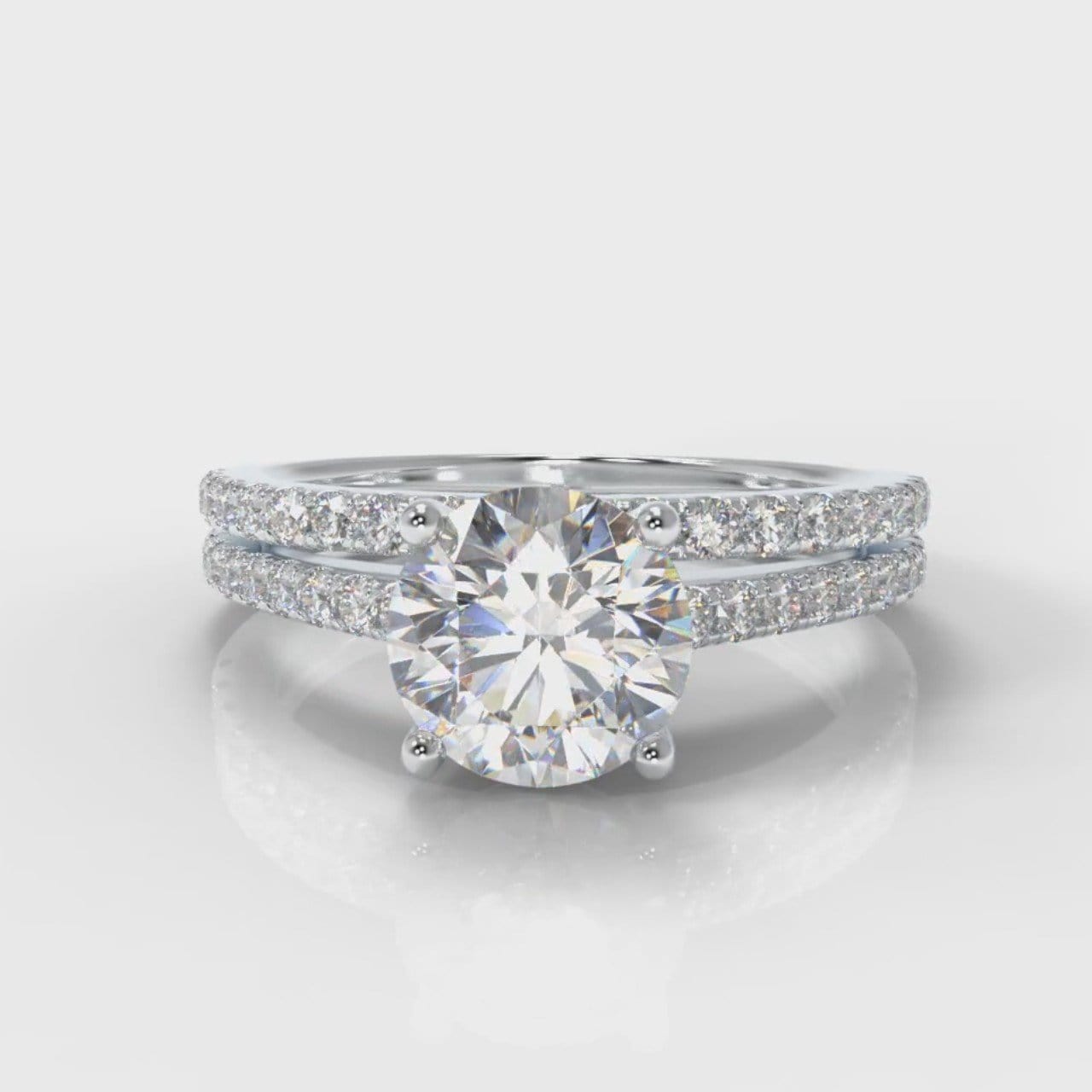 Petite Micropavé Round Brilliant Cut Diamond Bridal Set