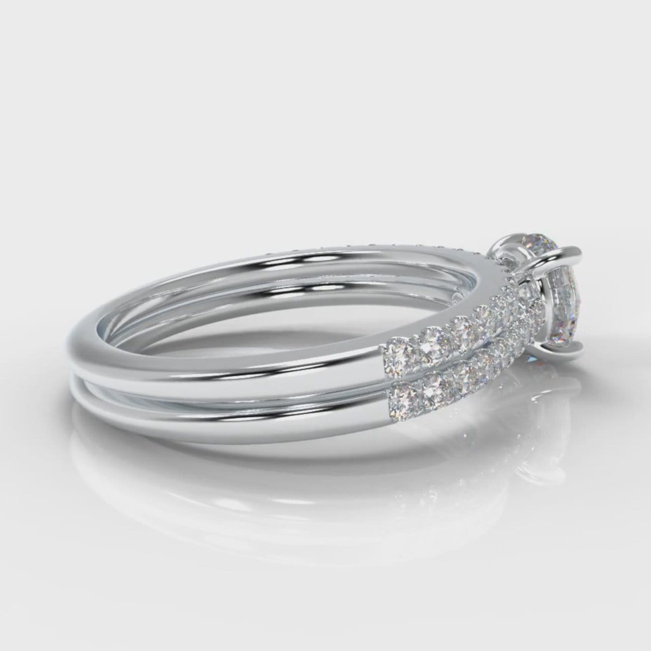 Petite Micropavé Round Brilliant Cut Diamond Bridal Set