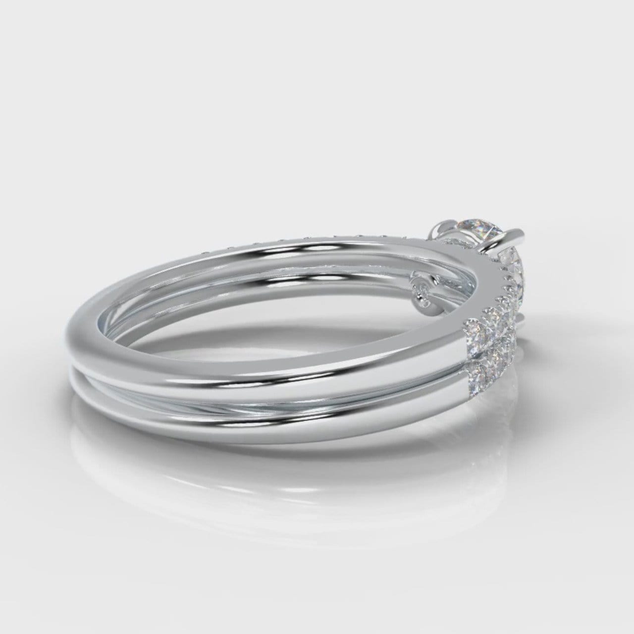 Petite Micropavé Round Brilliant Cut Diamond Bridal Set