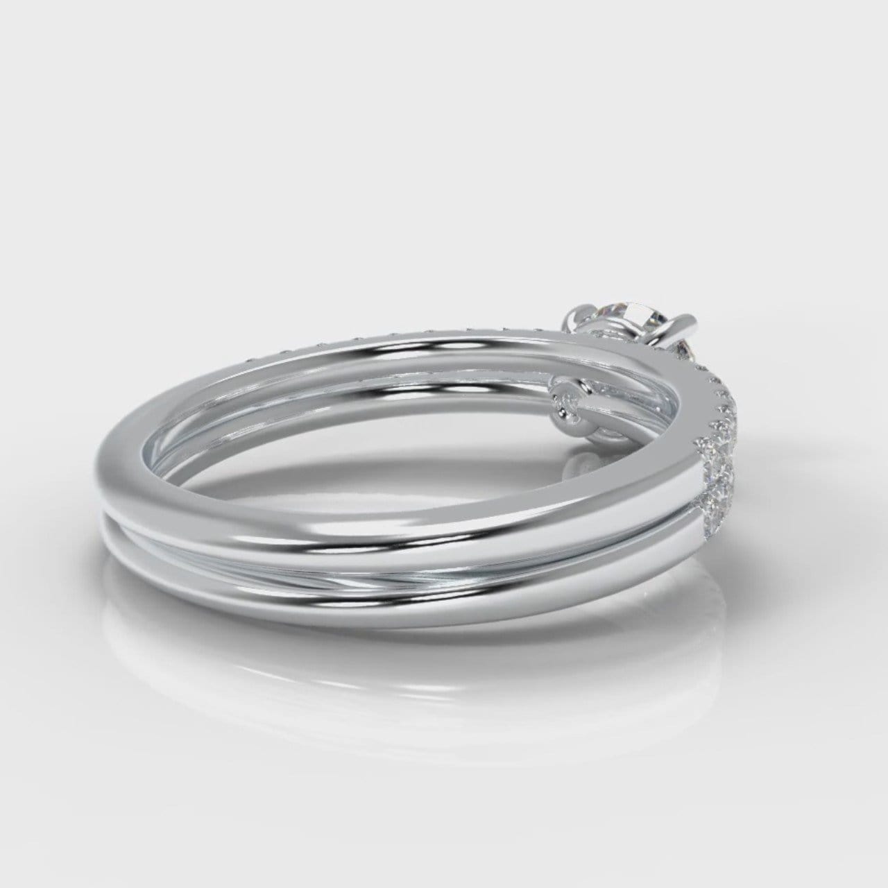 Petite Micropavé Round Brilliant Cut Diamond Bridal Set