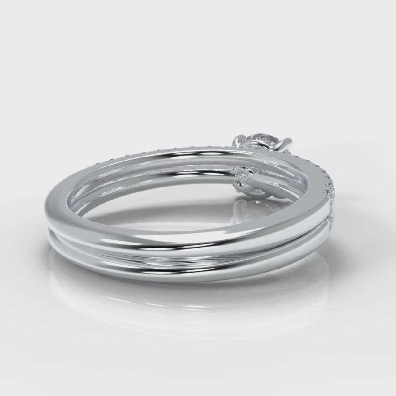 Petite Micropavé Round Brilliant Cut Diamond Bridal Set