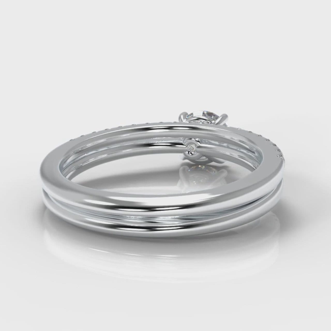Petite Micropavé Round Brilliant Cut Diamond Bridal Set