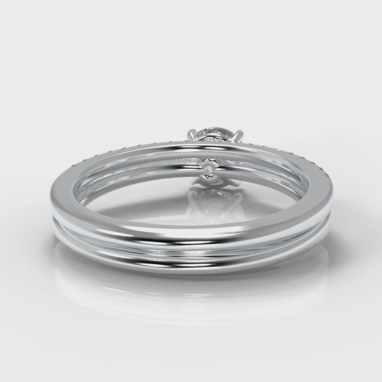 Petite Micropavé Round Brilliant Cut Diamond Bridal Set