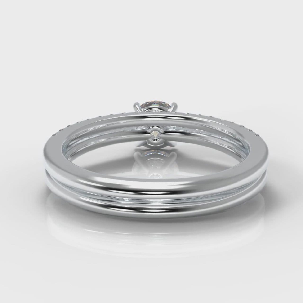 Petite Micropavé Round Brilliant Cut Diamond Bridal Set