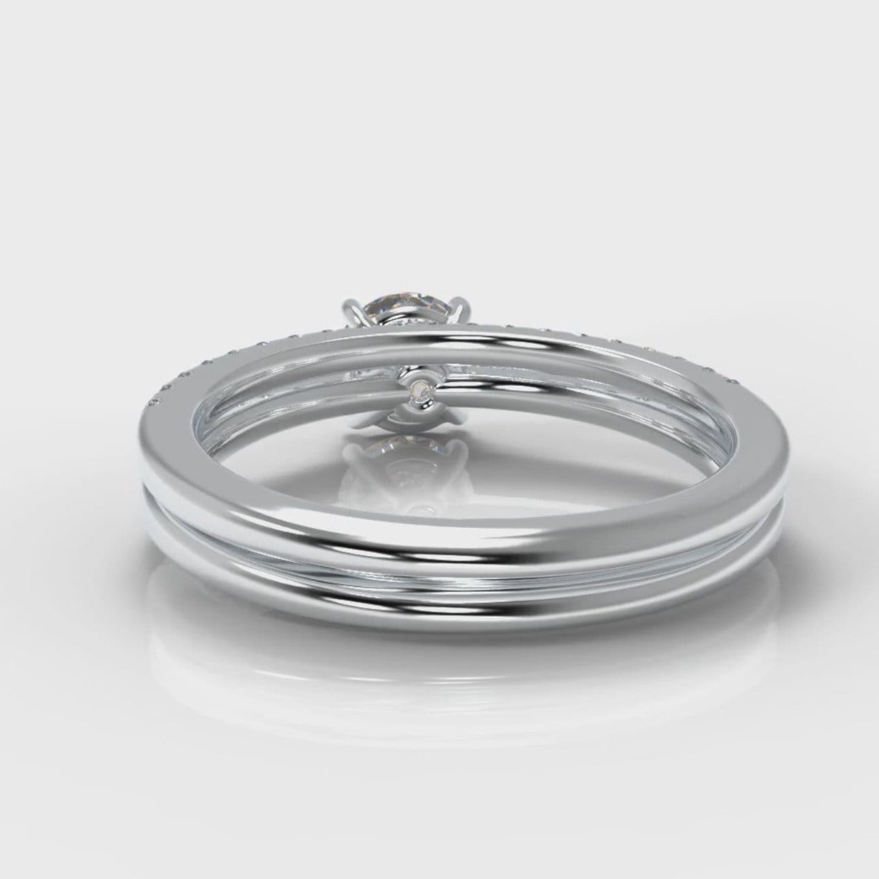 Petite Micropavé Round Brilliant Cut Diamond Bridal Set