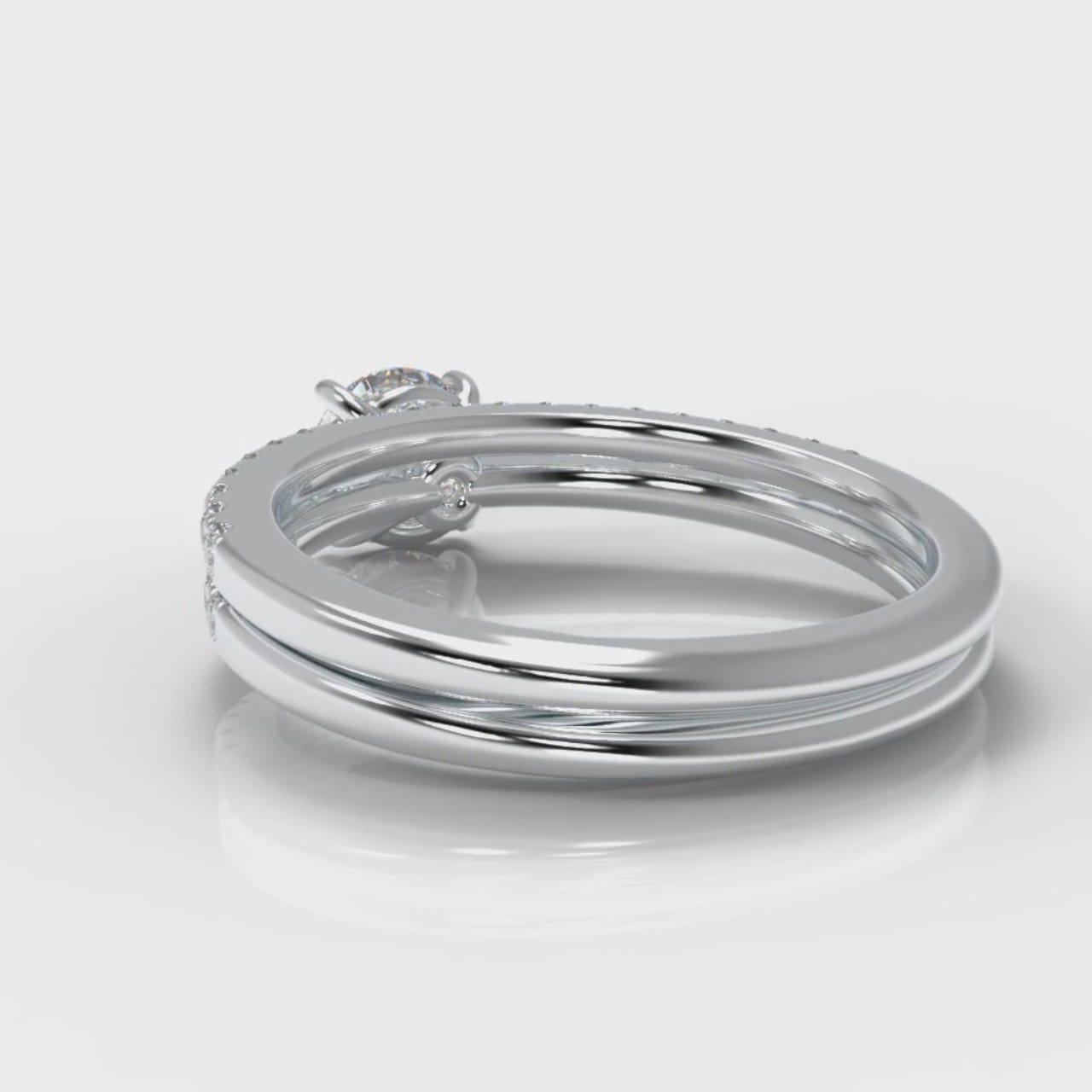 Petite Micropavé Round Brilliant Cut Diamond Bridal Set