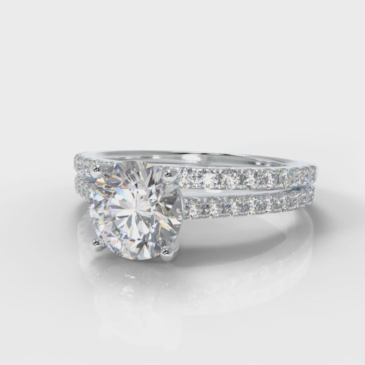 Petite Micropavé Round Brilliant Cut Diamond Bridal Set