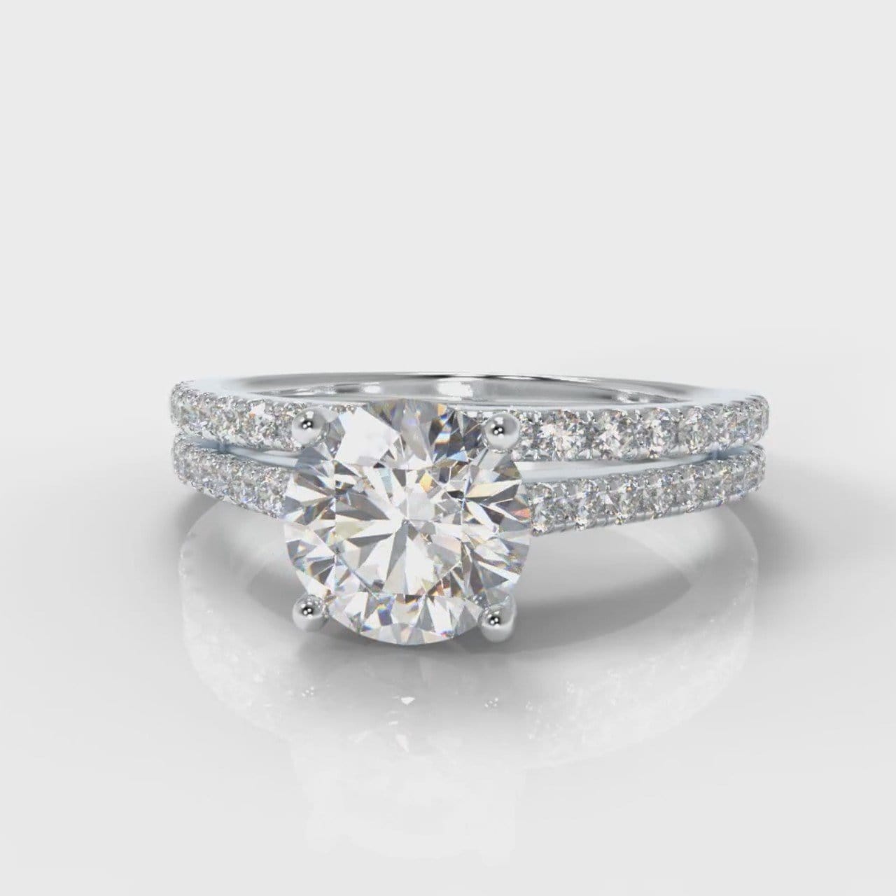 Petite Micropavé Round Brilliant Cut Diamond Bridal Set