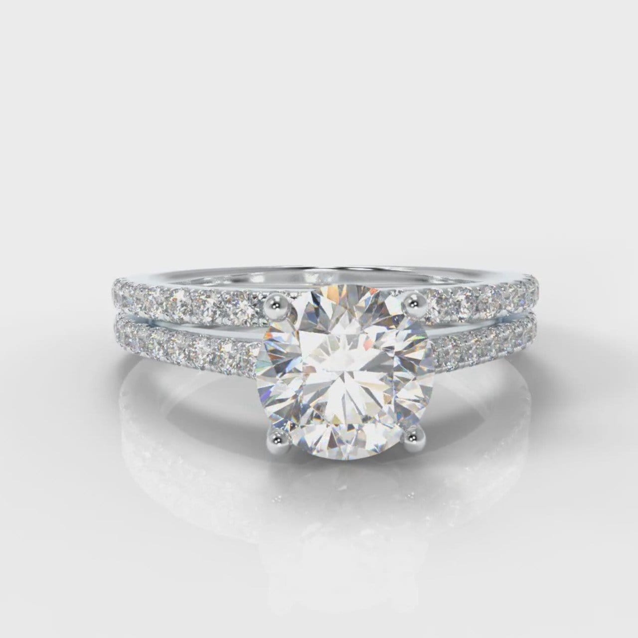Petite Micropavé Round Brilliant Cut Diamond Bridal Set