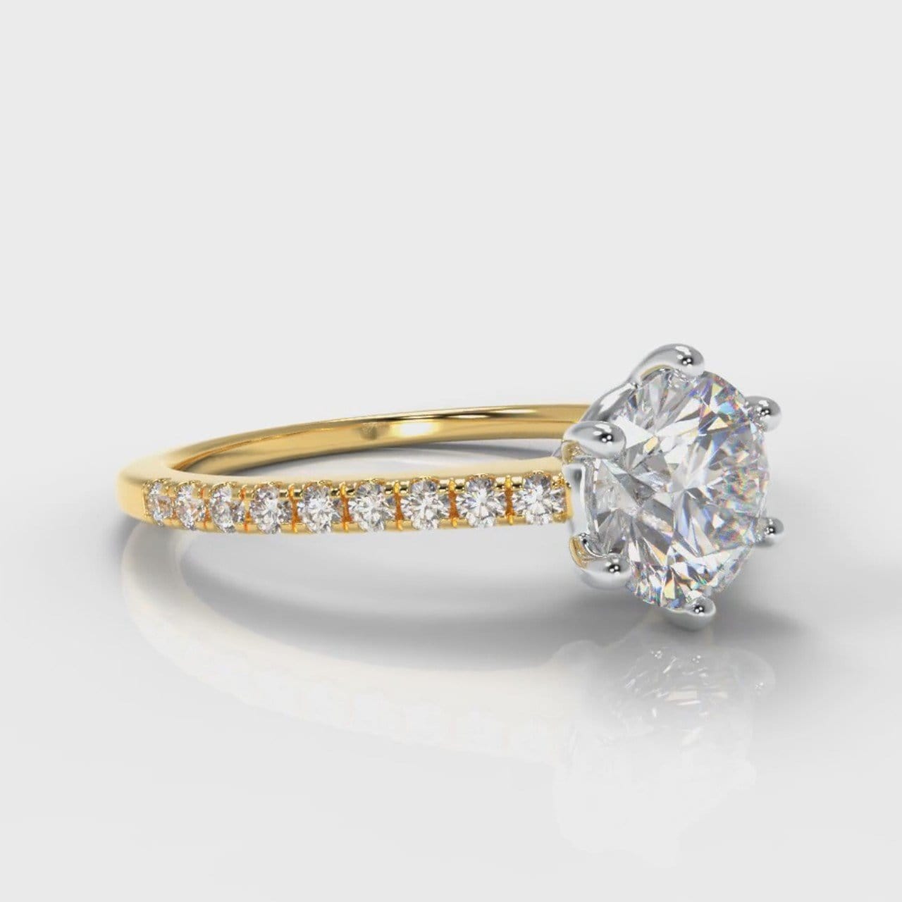Star Petite Micropavé Round Brilliant Cut Diamond Engagement Ring - Yellow Gold