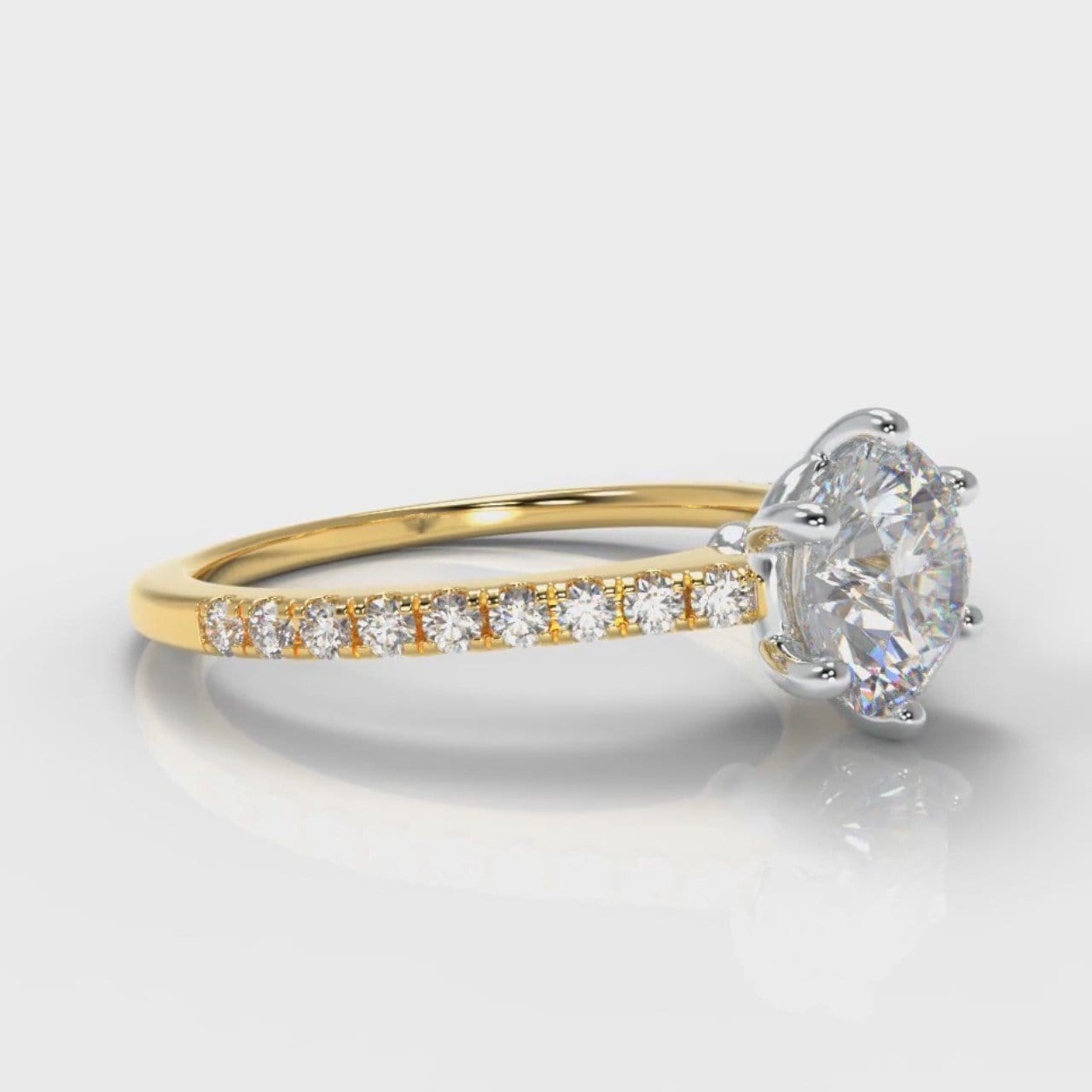 Star Petite Micropavé Round Brilliant Cut Diamond Engagement Ring - Yellow Gold