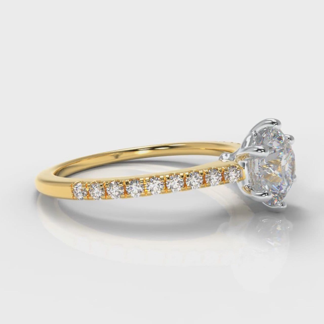 Star Petite Micropavé Round Brilliant Cut Diamond Engagement Ring - Yellow Gold