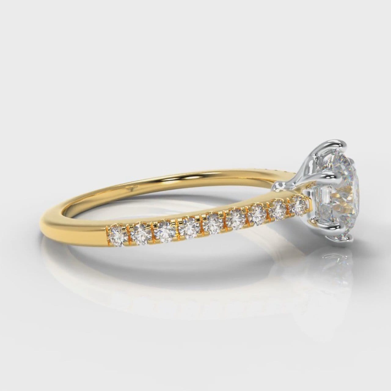 Star Petite Micropavé Round Brilliant Cut Diamond Engagement Ring - Yellow Gold