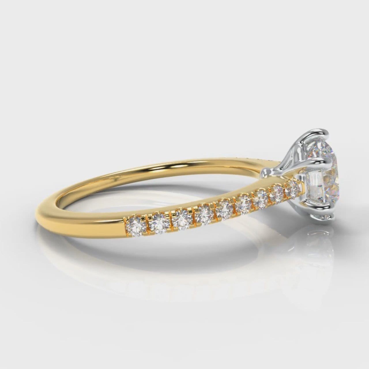 Star Petite Micropavé Round Brilliant Cut Diamond Engagement Ring - Yellow Gold