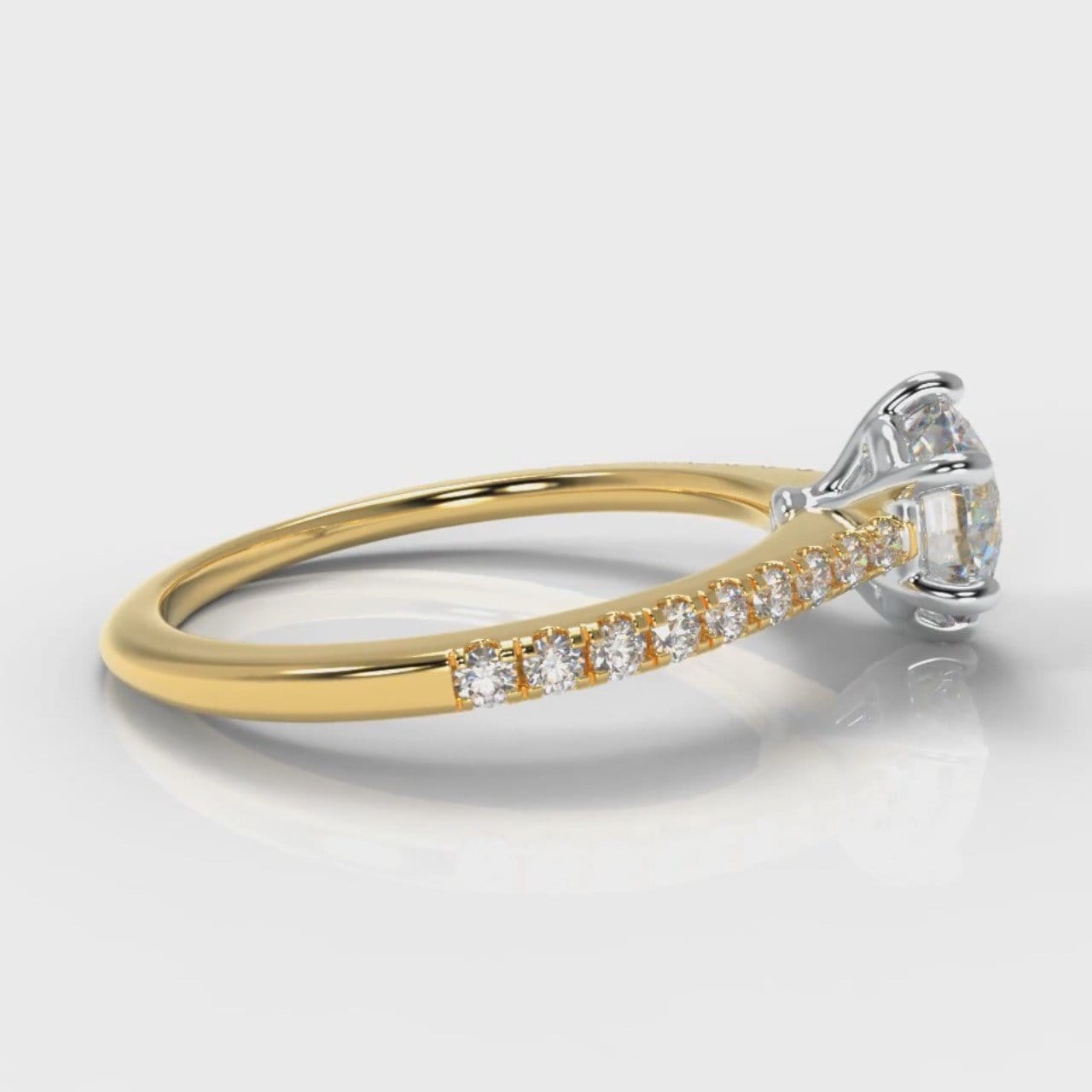 Star Petite Micropavé Round Brilliant Cut Diamond Engagement Ring - Yellow Gold