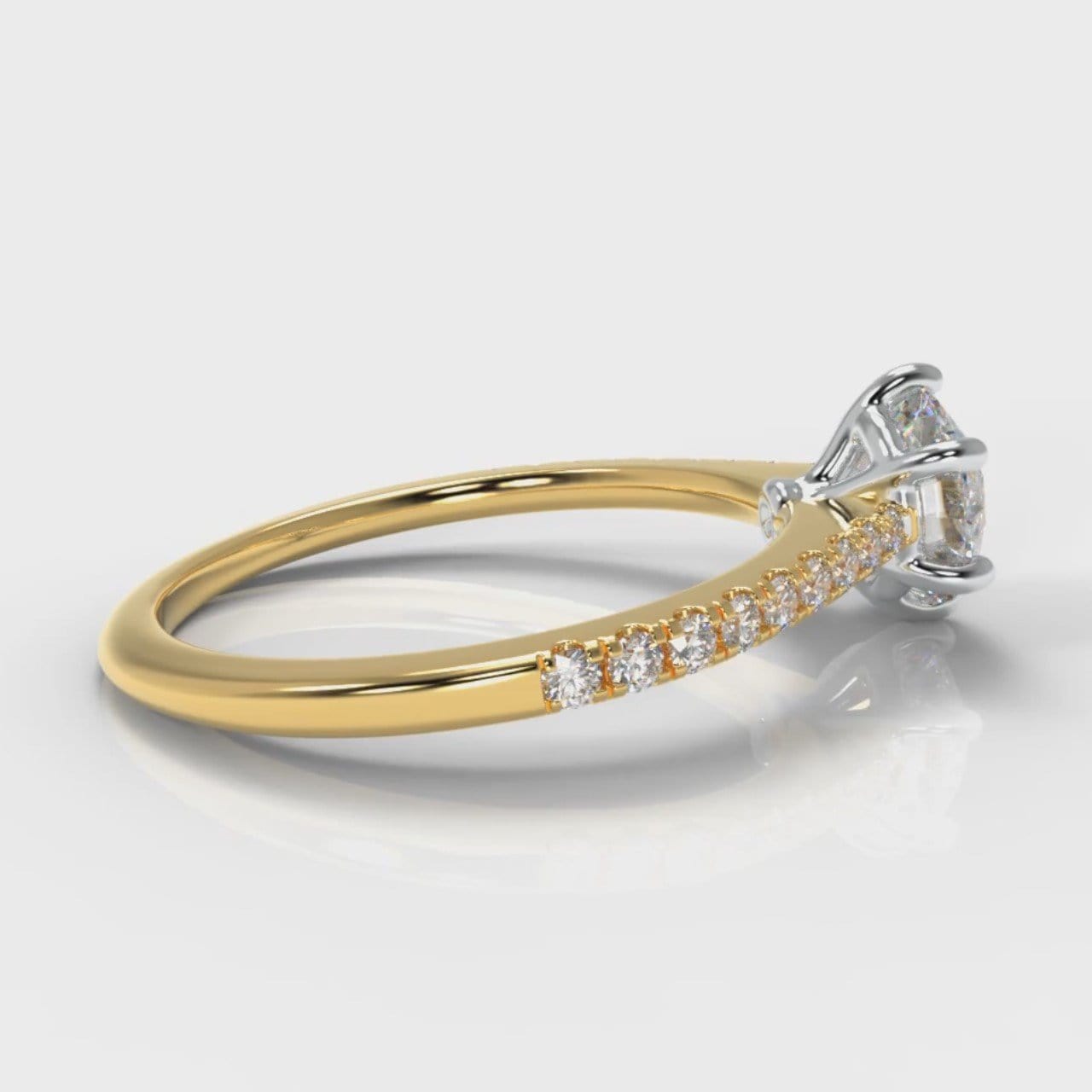 Star Petite Micropavé Round Brilliant Cut Diamond Engagement Ring - Yellow Gold