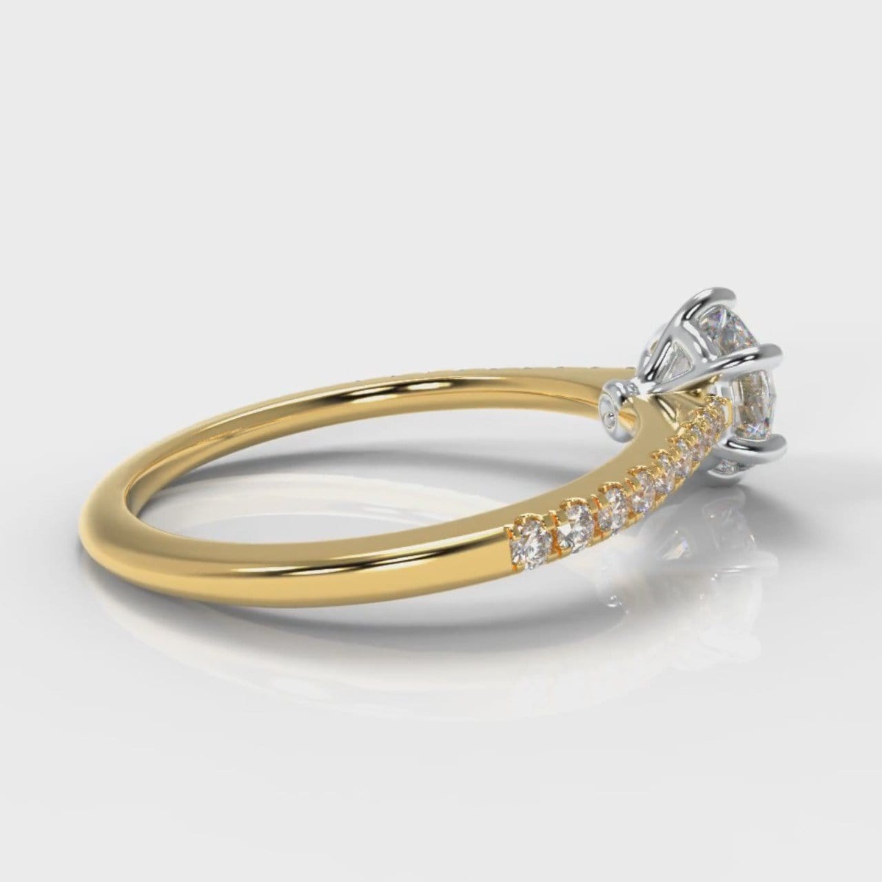 Star Petite Micropavé Round Brilliant Cut Diamond Engagement Ring - Yellow Gold