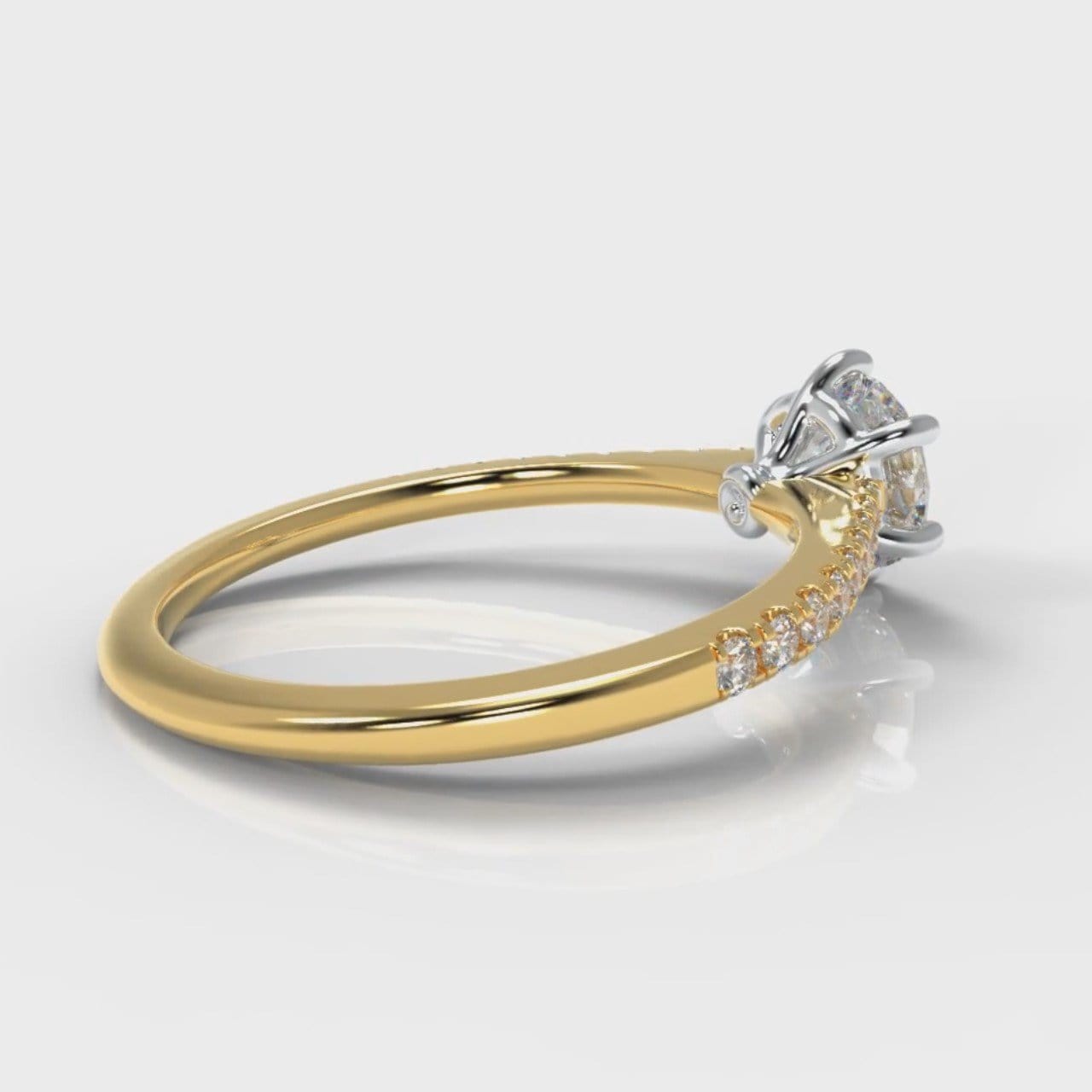 Star Petite Micropavé Round Brilliant Cut Diamond Engagement Ring - Yellow Gold