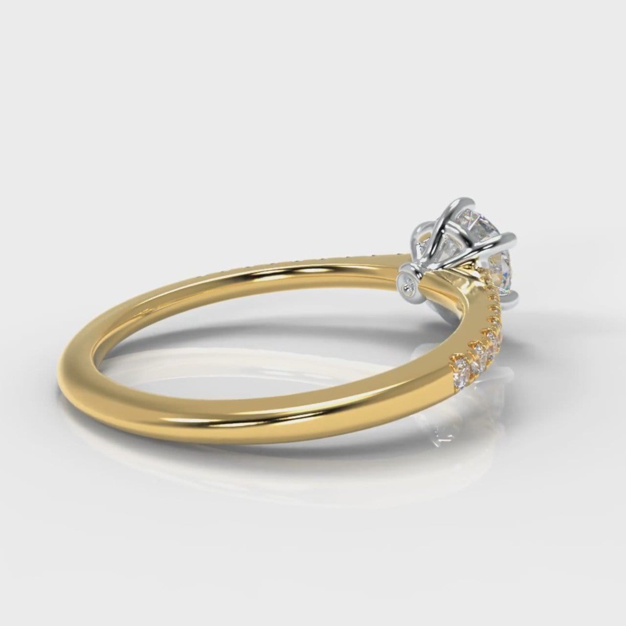 Star Petite Micropavé Round Brilliant Cut Diamond Engagement Ring - Yellow Gold