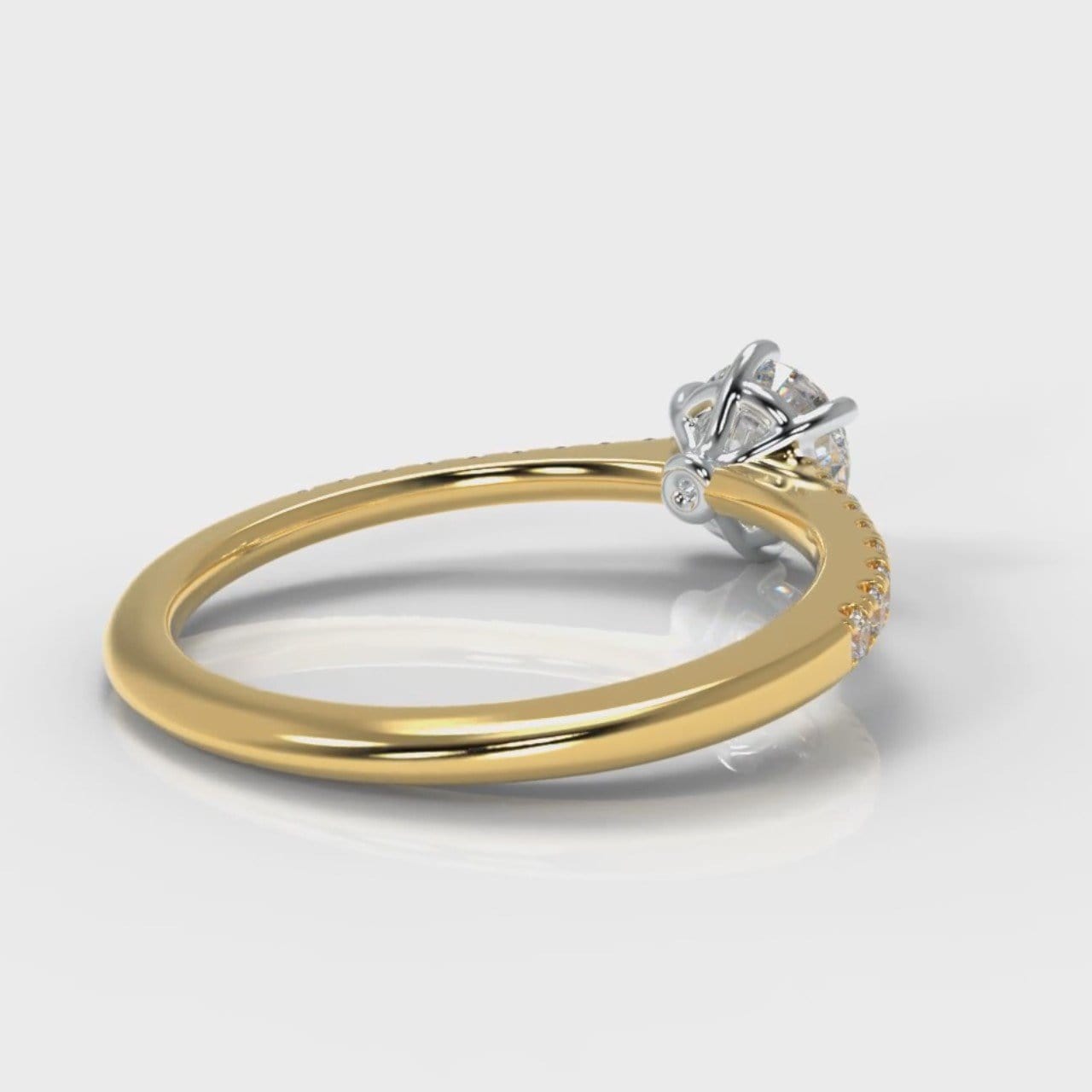 Star Petite Micropavé Round Brilliant Cut Diamond Engagement Ring - Yellow Gold