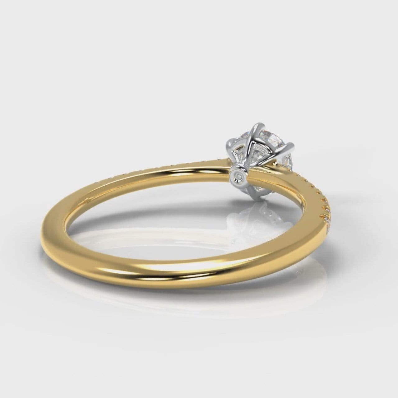 Star Petite Micropavé Round Brilliant Cut Diamond Engagement Ring - Yellow Gold