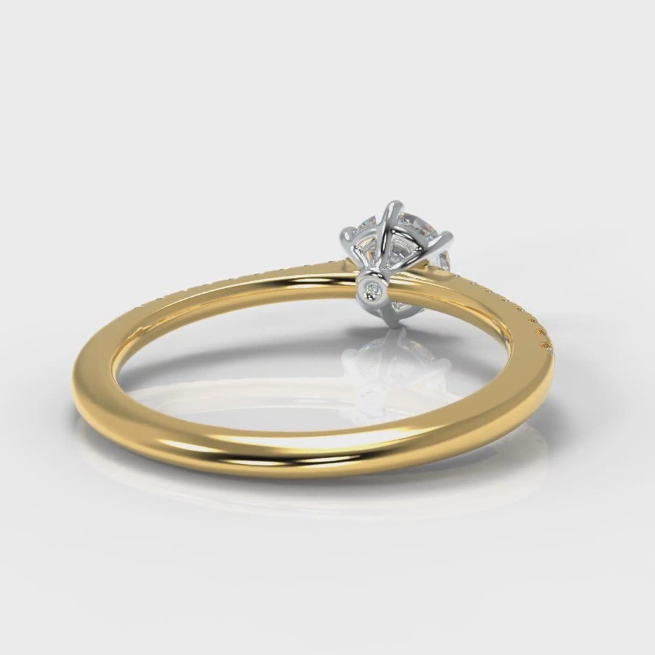 Star Petite Micropavé Round Brilliant Cut Diamond Engagement Ring - Yellow Gold