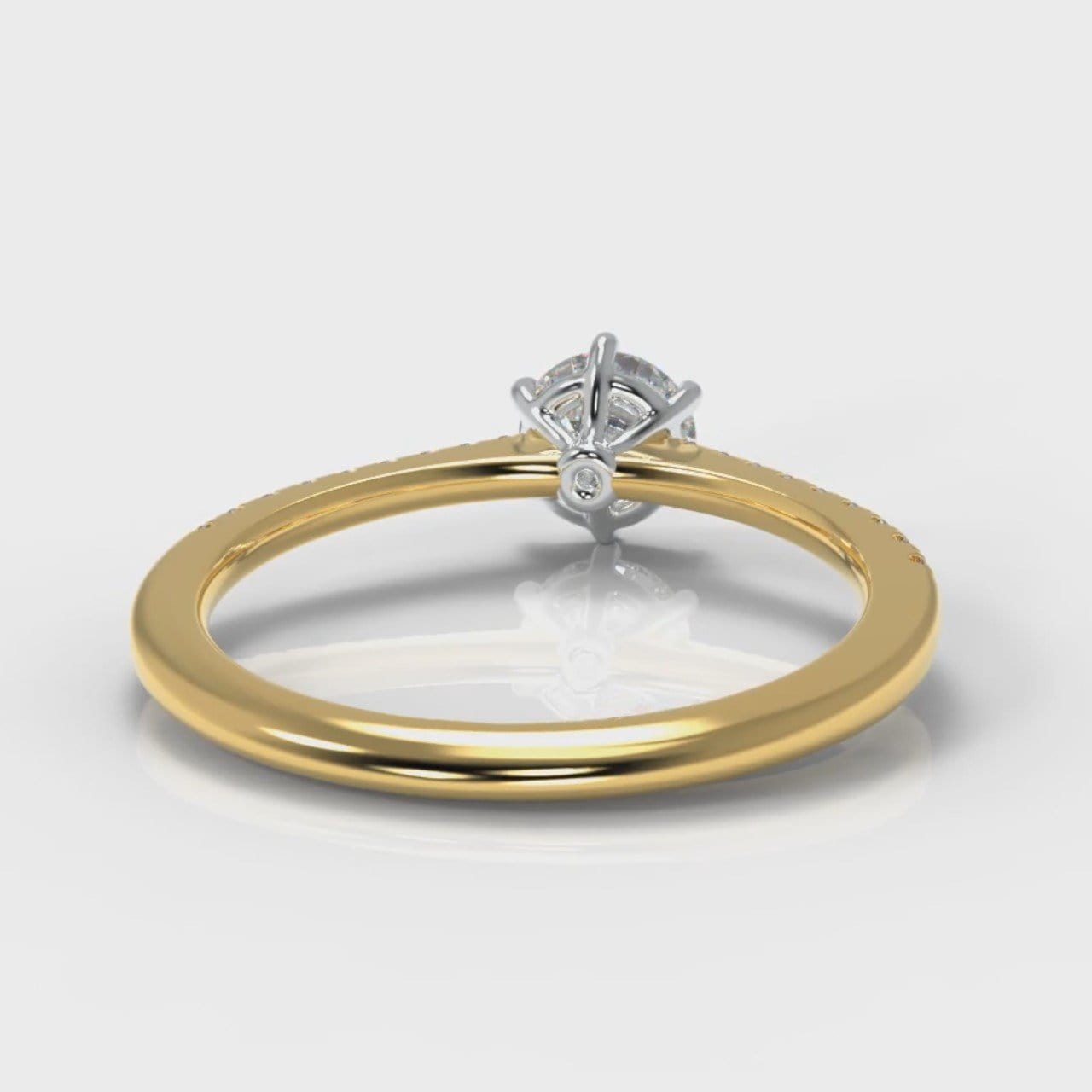 Star Petite Micropavé Round Brilliant Cut Diamond Engagement Ring - Yellow Gold