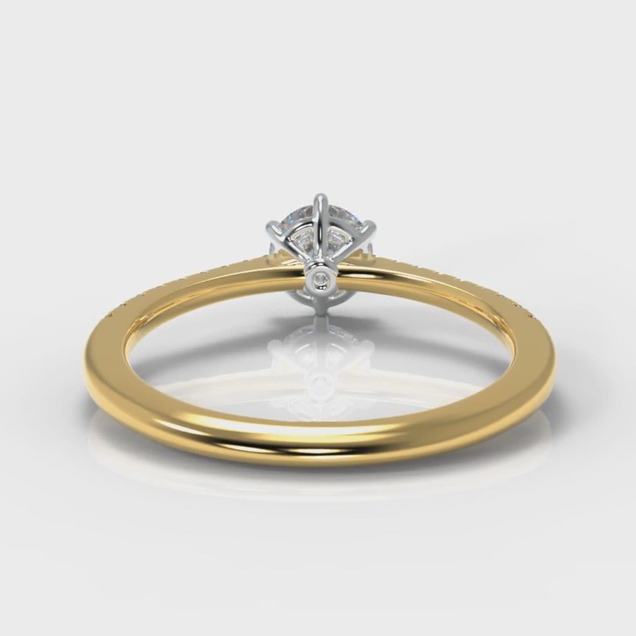 Star Petite Micropavé Round Brilliant Cut Diamond Engagement Ring - Yellow Gold