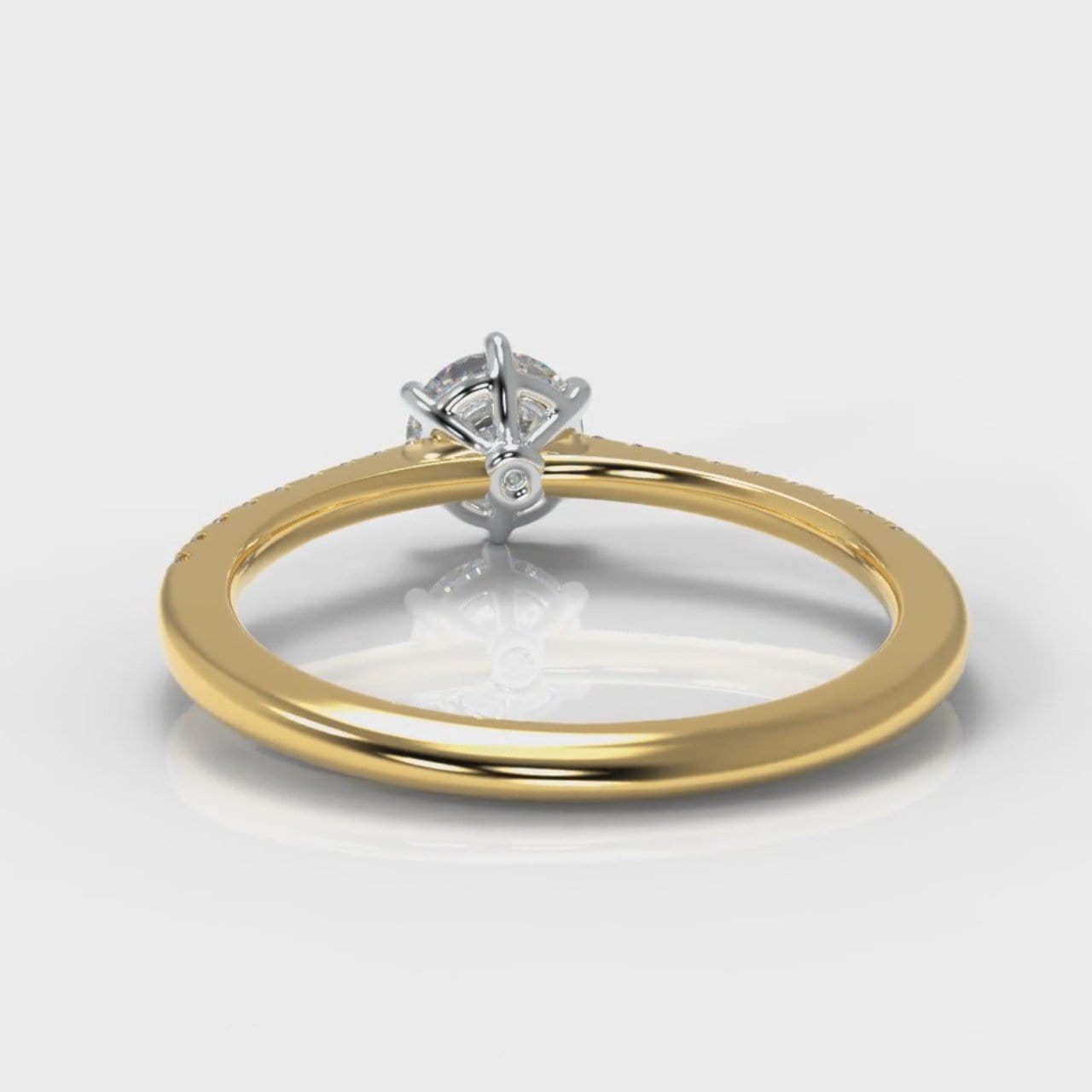 Star Petite Micropavé Round Brilliant Cut Diamond Engagement Ring - Yellow Gold